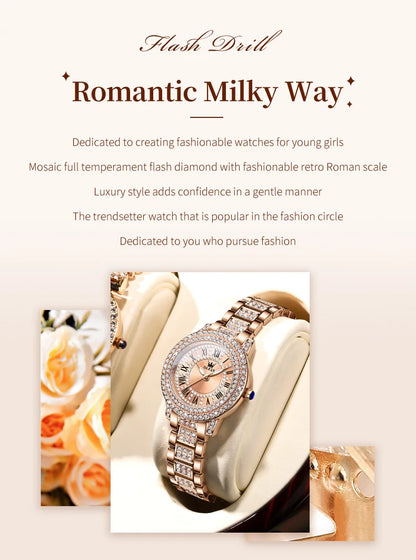 OLEVS 9943 Original Diamond  for Women  Elegant  steel  Quartz Wristwatch  Ladies' Watches