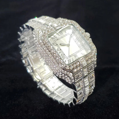 Brand Diamond Watches for Men  Cool Shiny Silver Jewelry  Hip Hop Iced Out Original Reloj Hombre Dropshipping