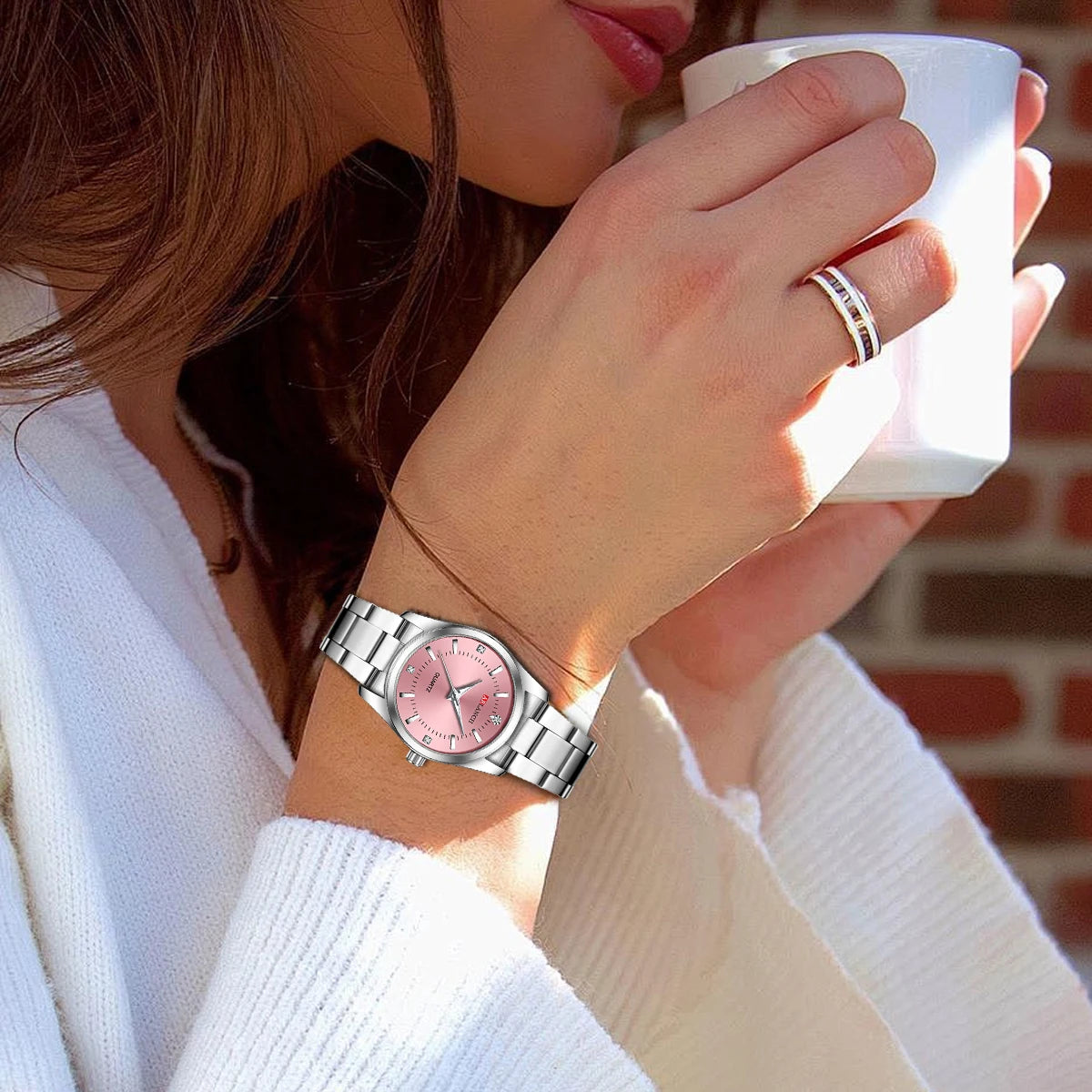 29mm Fashionable   Rhinestone Pink Minimalist Girl  Outdoor Travel Women Wrist Watches