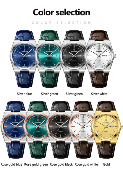 POEDAGAR   for Men Military Leather Man Wristwatch Quartz     Week  Watches Reloj+box