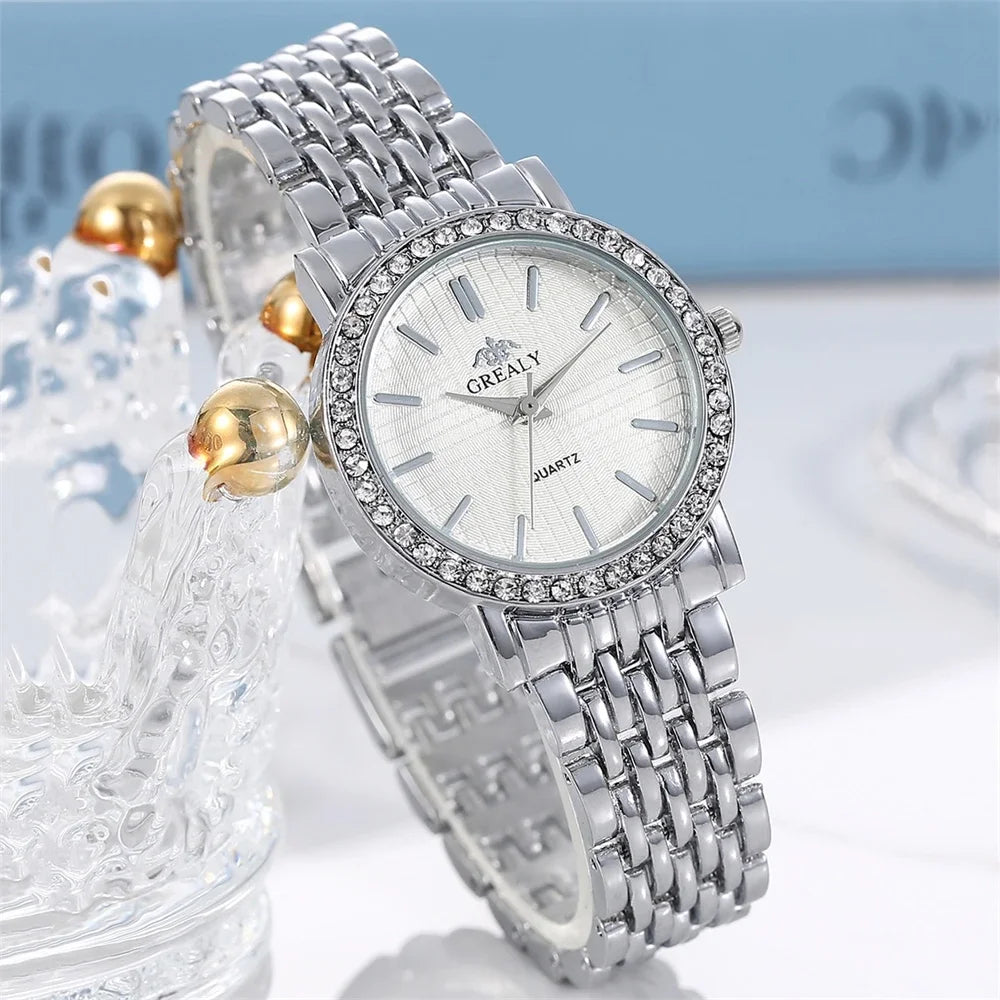 Exquisite Women Quartz    Casual Round Rhinestone Quartz  Gift For Friends Family Relogio