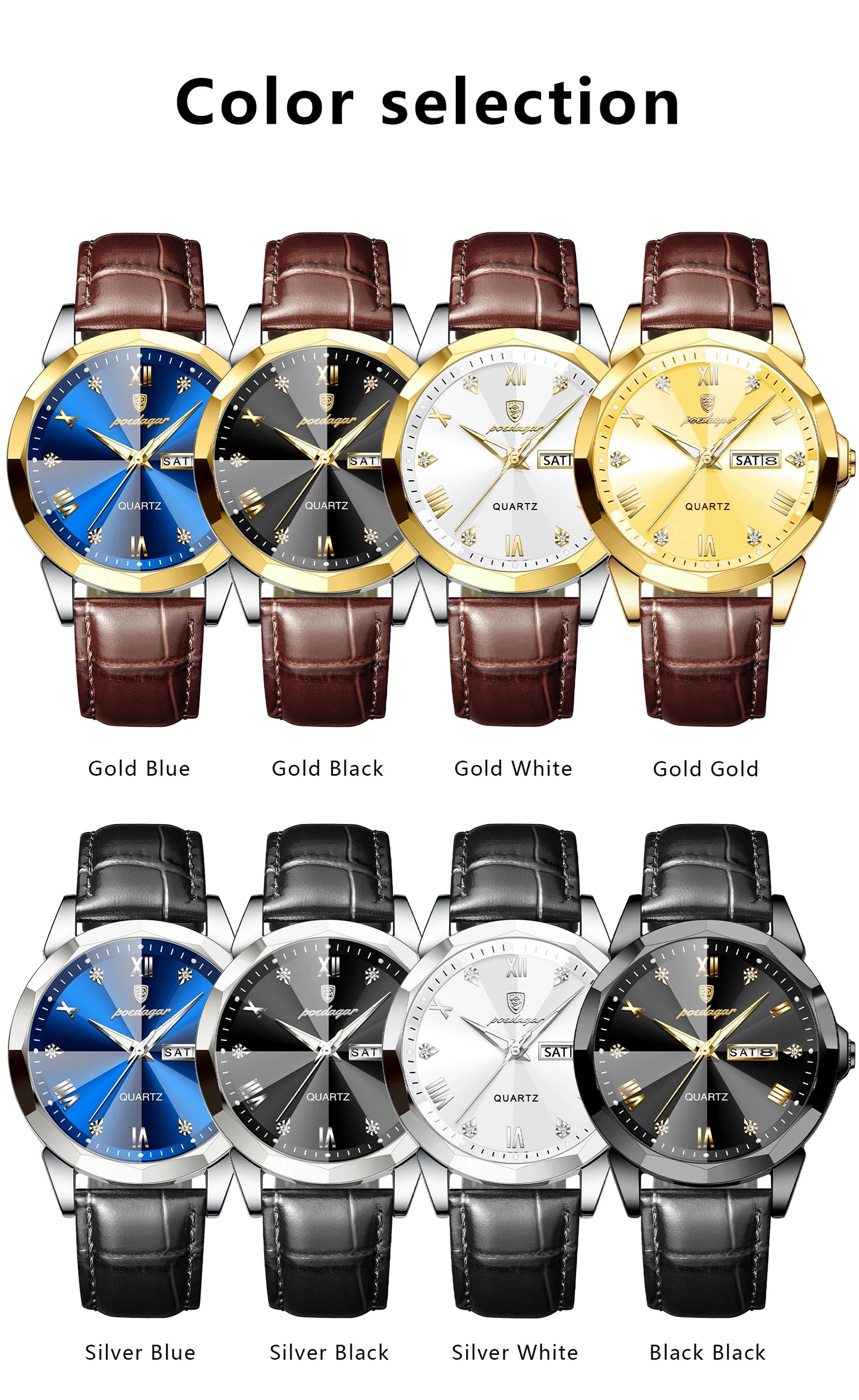 POEDAGAR  Man Wristwatch High Quality Quartz   Men     Week Leather  Watches