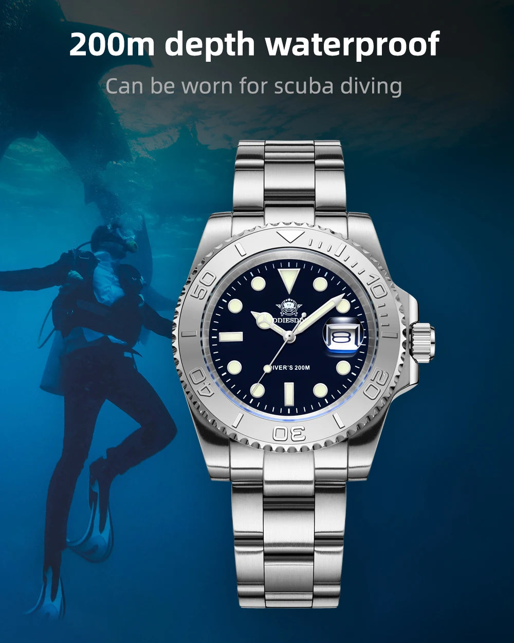 ADDIESDIVE Luxurious  Analog Quartz  BGW9  20 Bar   Diving   Men Watches H3