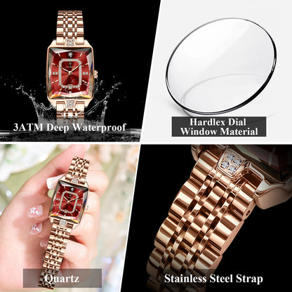 POEDAGAR Top Elegant Women Wristwatch   Ladies    Rectangle Quartz  Watches  Reloj
