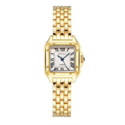 MAYZHISU   Square Watches Gold Alloy Strap  Ladies Quartz Wristwatches Qualities  Roman Scale