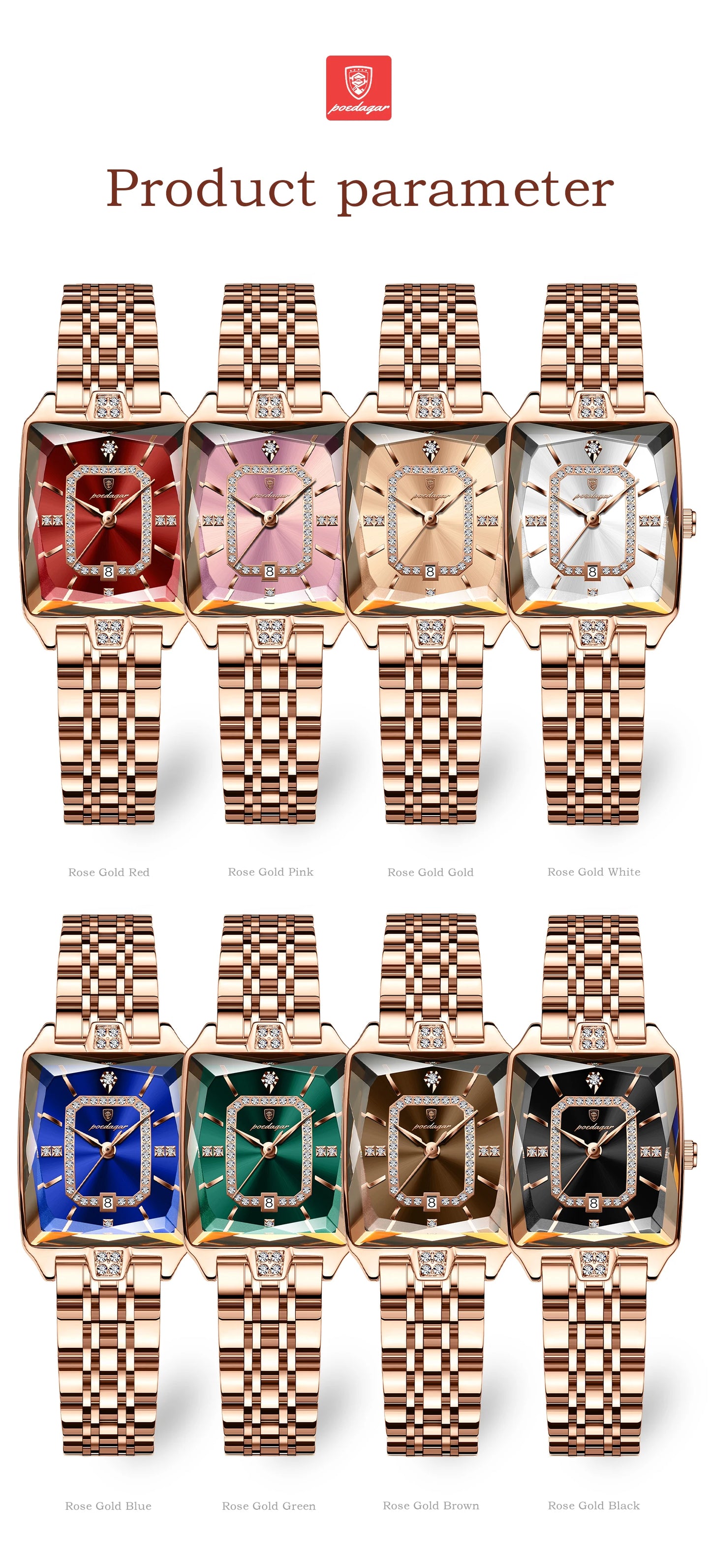 POEDAGAR Top Elegant Women Wristwatch   Ladies    Rectangle Quartz  Watches  Reloj