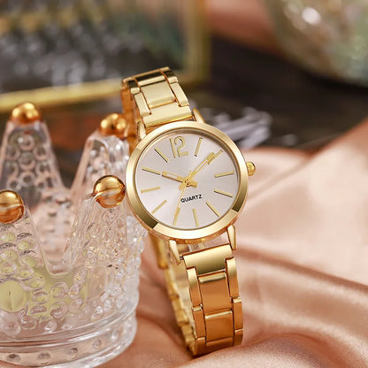 for Women Simple Round Dial   Gold Bracelet Quartz Wristwatch Students Ladies Watches Reloj Mujer