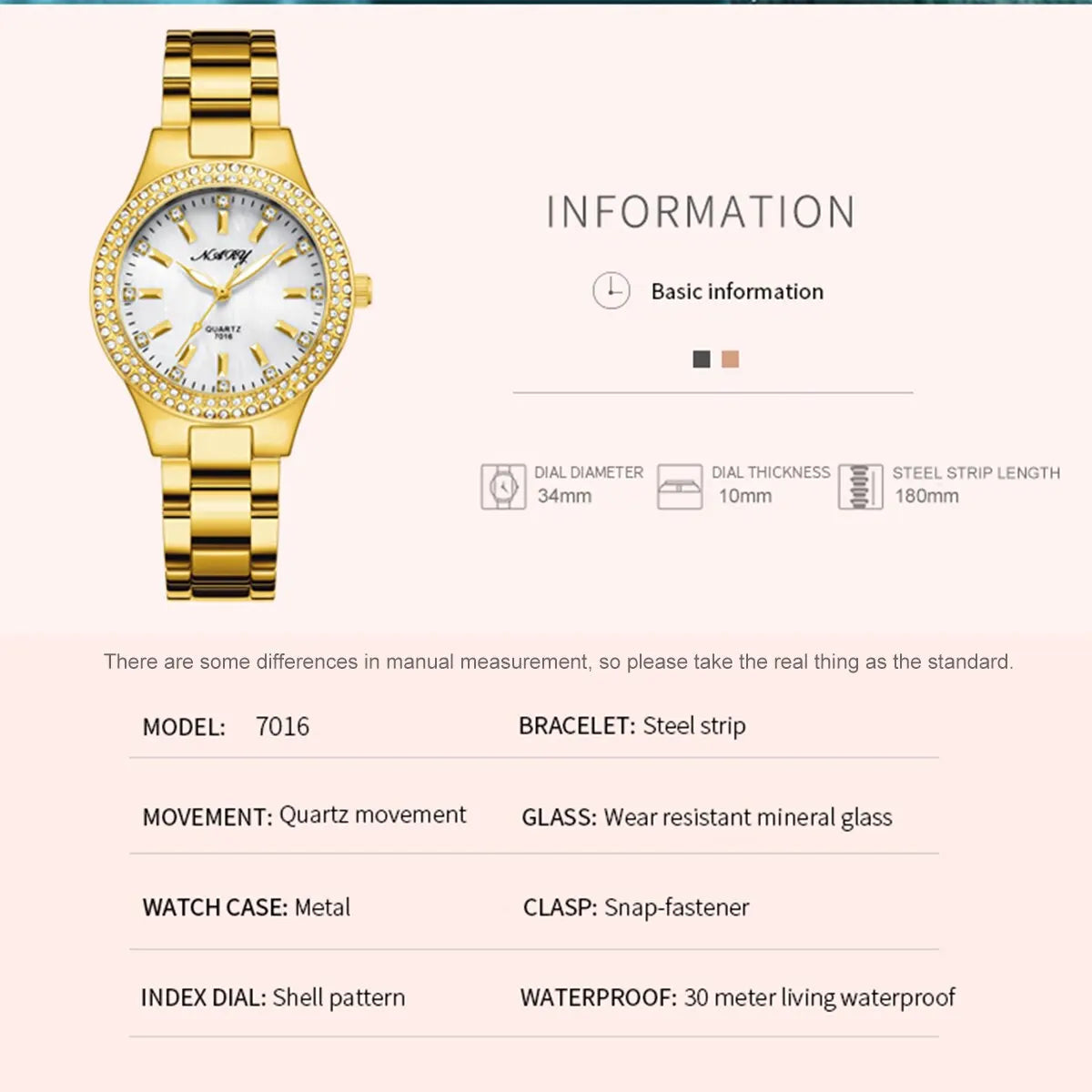 Elegant Casual Goldn  Crystal Diamond Inlaid    Silver  Quartz