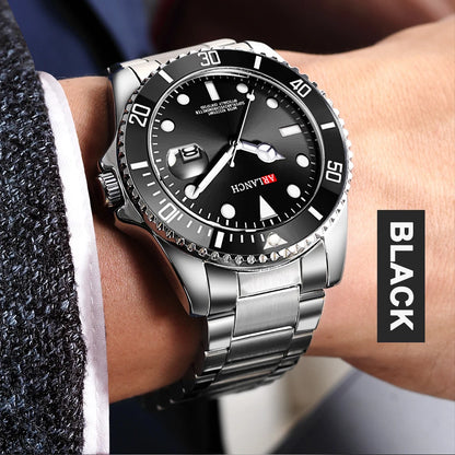 Classic Mens Watch Quartz Green Ghost Diver Series Stainless Steel Waterproof Calendar Clock Business Luxury Watch Reloj Hombre