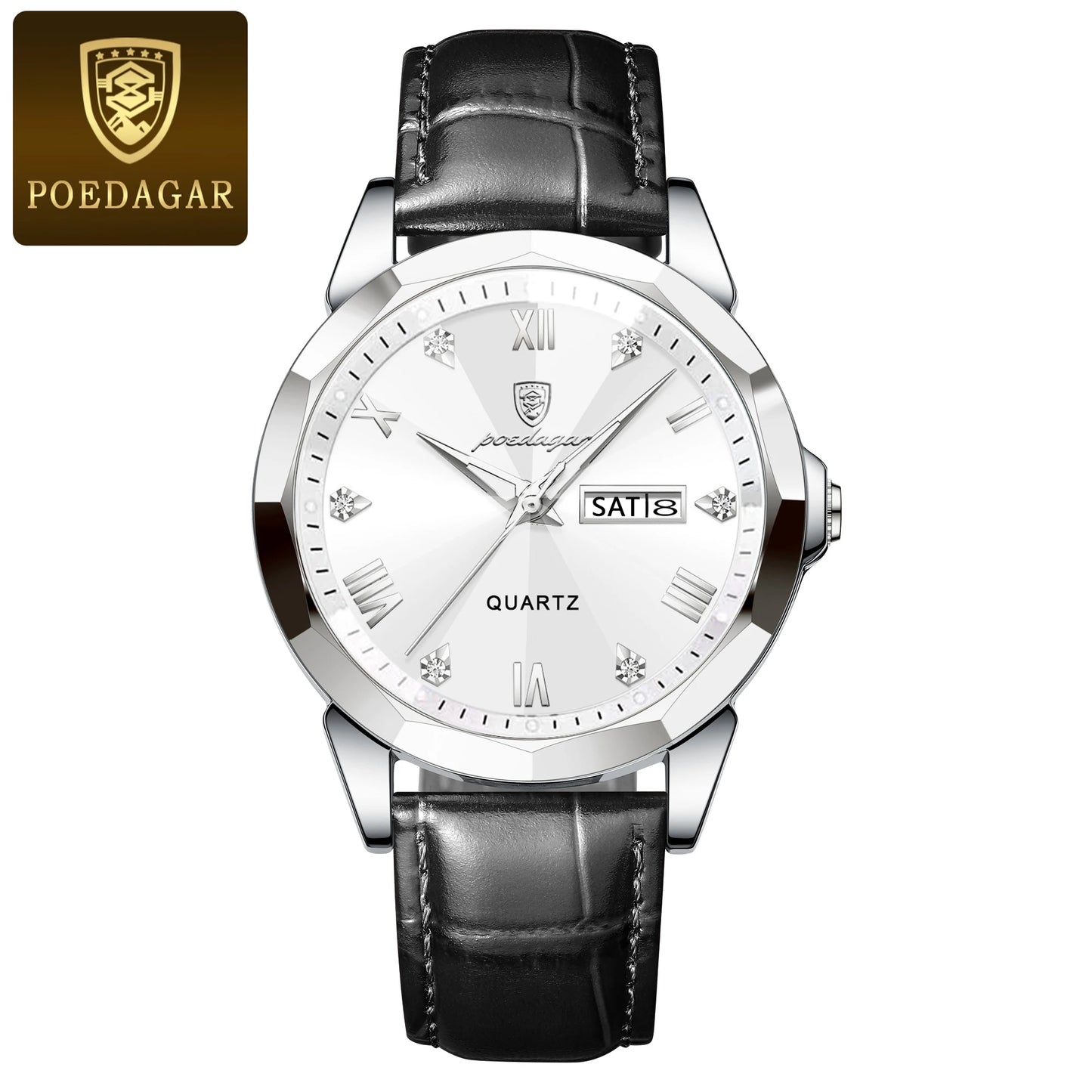 POEDAGAR  Man Wristwatch High Quality Quartz   Men     Week Leather  Watches