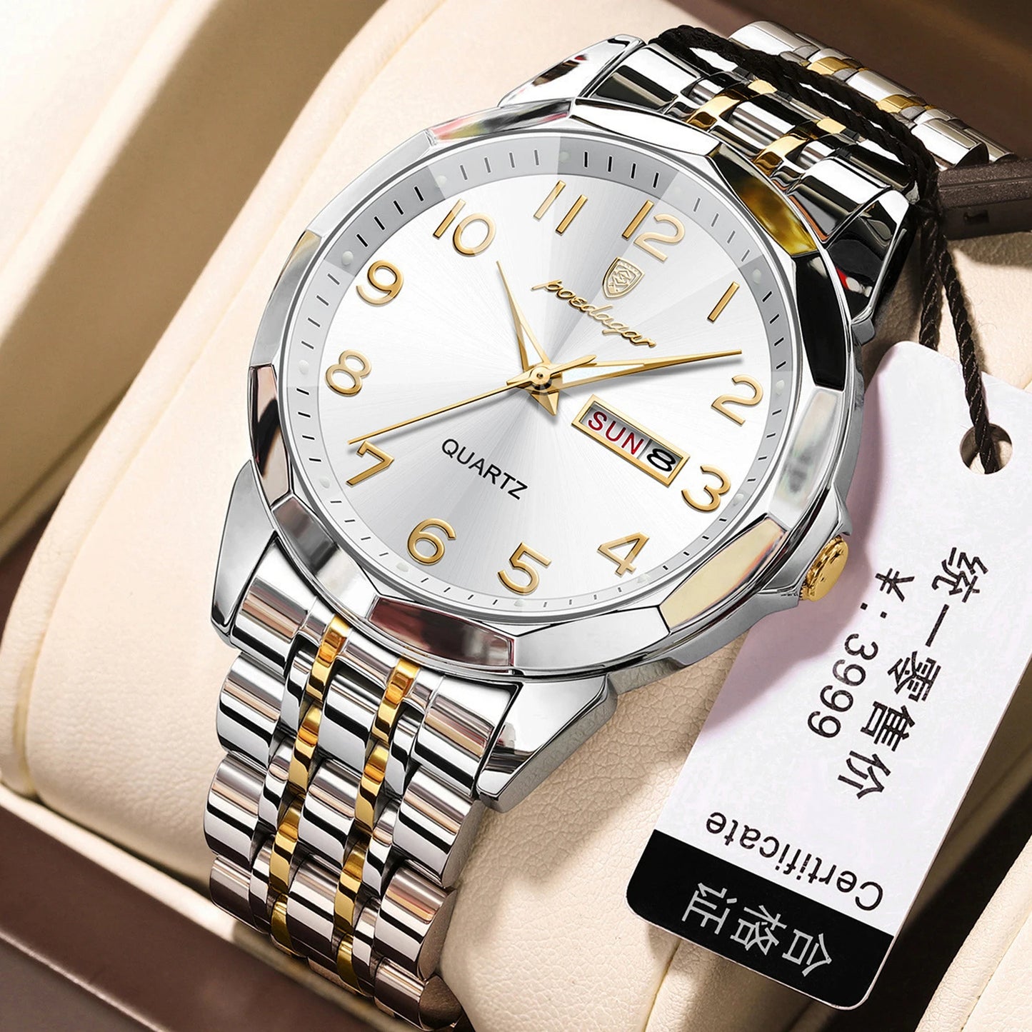POEDAGAR Men‘s Watches Trend  Original Quartz  for Man Rhombus Mirror Waterpoof   Wristwatch  Week