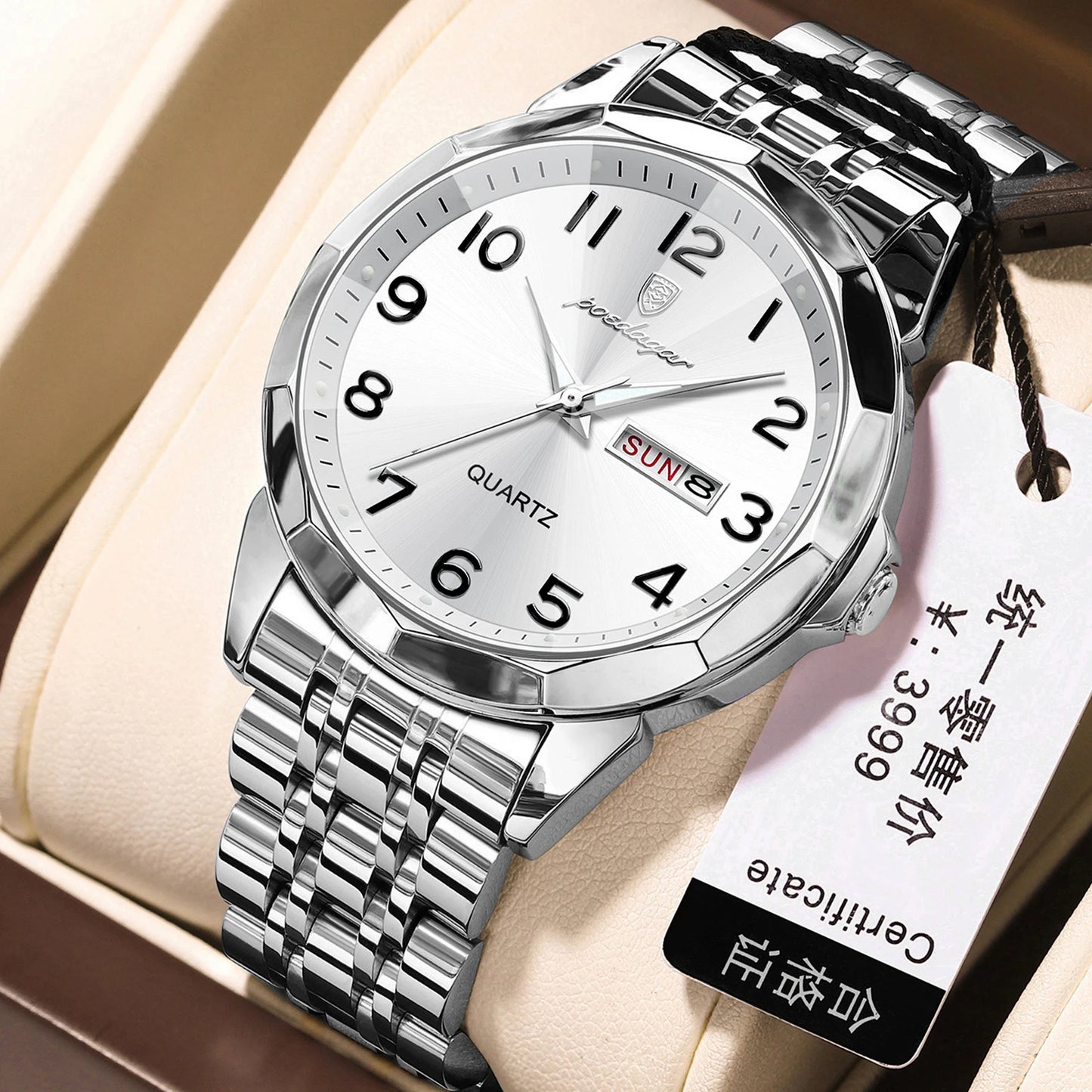 POEDAGAR Men‘s Watches Trend  Original Quartz  for Man Rhombus Mirror Waterpoof   Wristwatch  Week