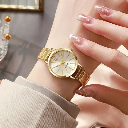 for Women Simple Round Dial   Gold Bracelet Quartz Wristwatch Students Ladies Watches Reloj Mujer