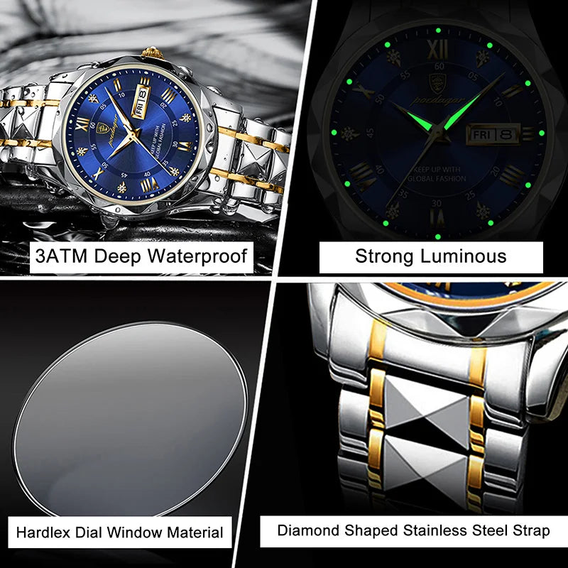 POEDAGAR Brand    Men Sport   Quartz Man   Strap  Calendar   Relógio