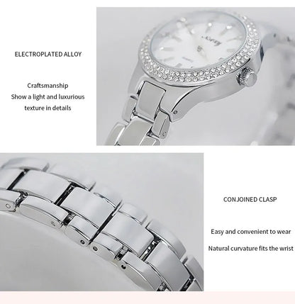 Elegant Casual Goldn  Crystal Diamond Inlaid    Silver  Quartz