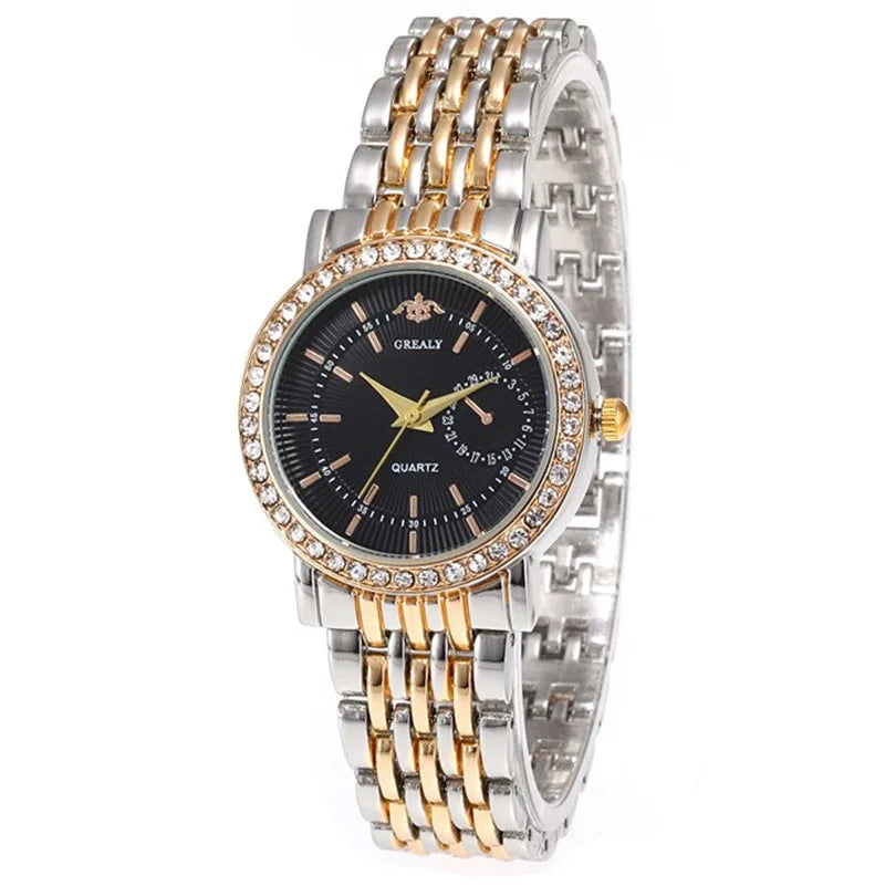 Exquisite Women Quartz    Casual Round Rhinestone Quartz  Gift For Friends Family Relogio