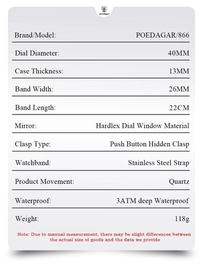 POEDAGAR  Men      Man Wristwatch Square   Quartz  Watches Reloj