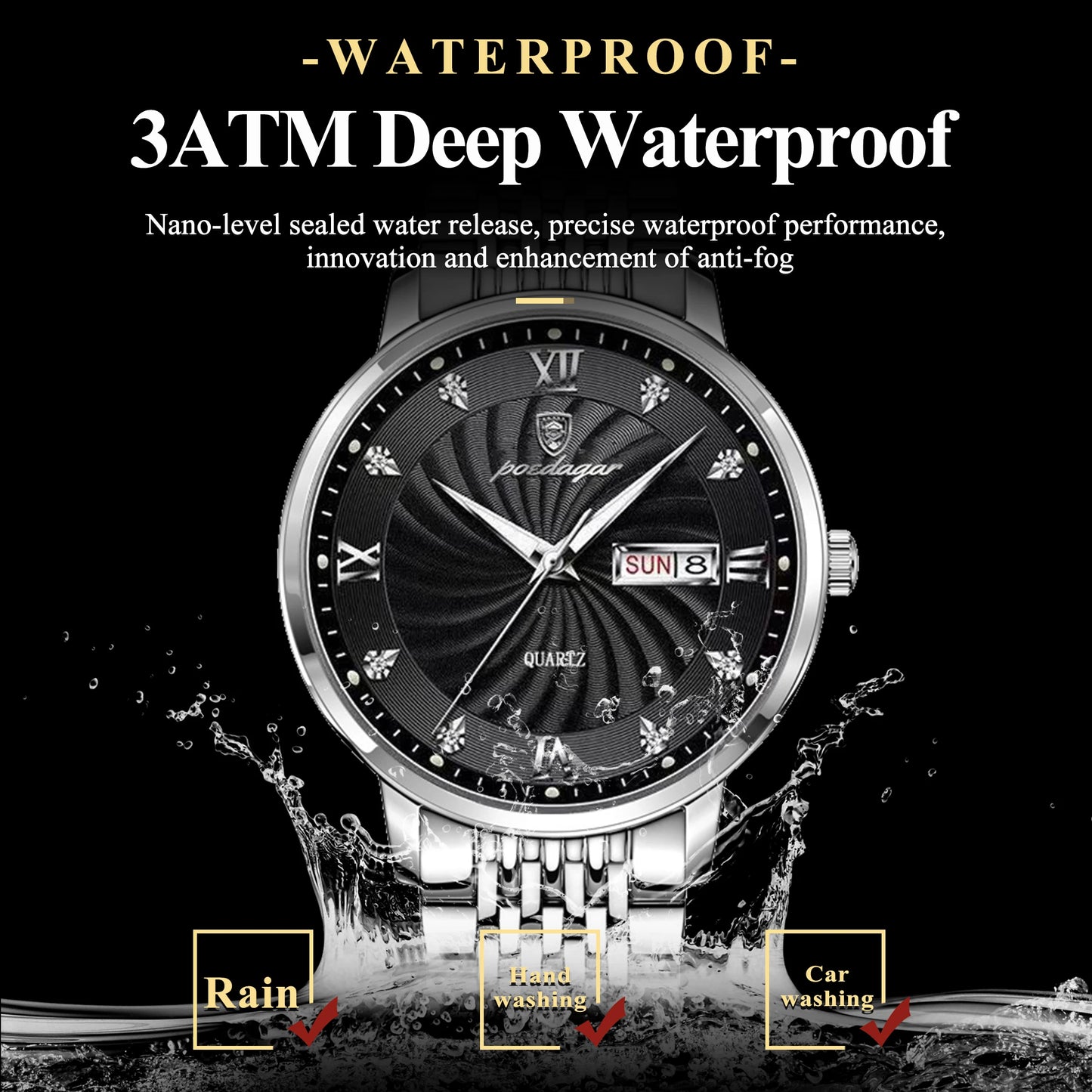 POEDAGAR  Brand Man     Week  Quartz Wristwatch     Men Watches