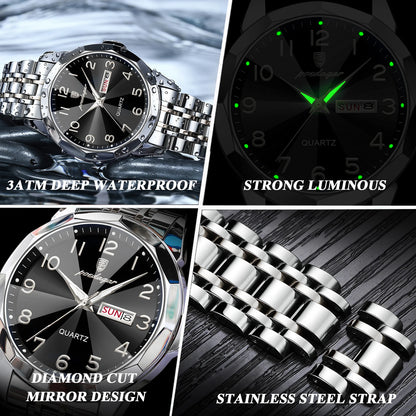 POEDAGAR Men‘s Watches Trend  Original Quartz  for Man Rhombus Mirror Waterpoof   Wristwatch  Week