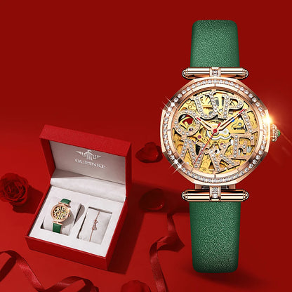 OUPINKE 3175 Women  Original Automatic Mechanical   Brand   Elegant Gift Box Girls' Diamond