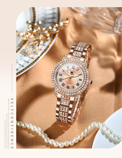 OLEVS 9943 Original Diamond  for Women  Elegant  steel  Quartz Wristwatch  Ladies' Watches
