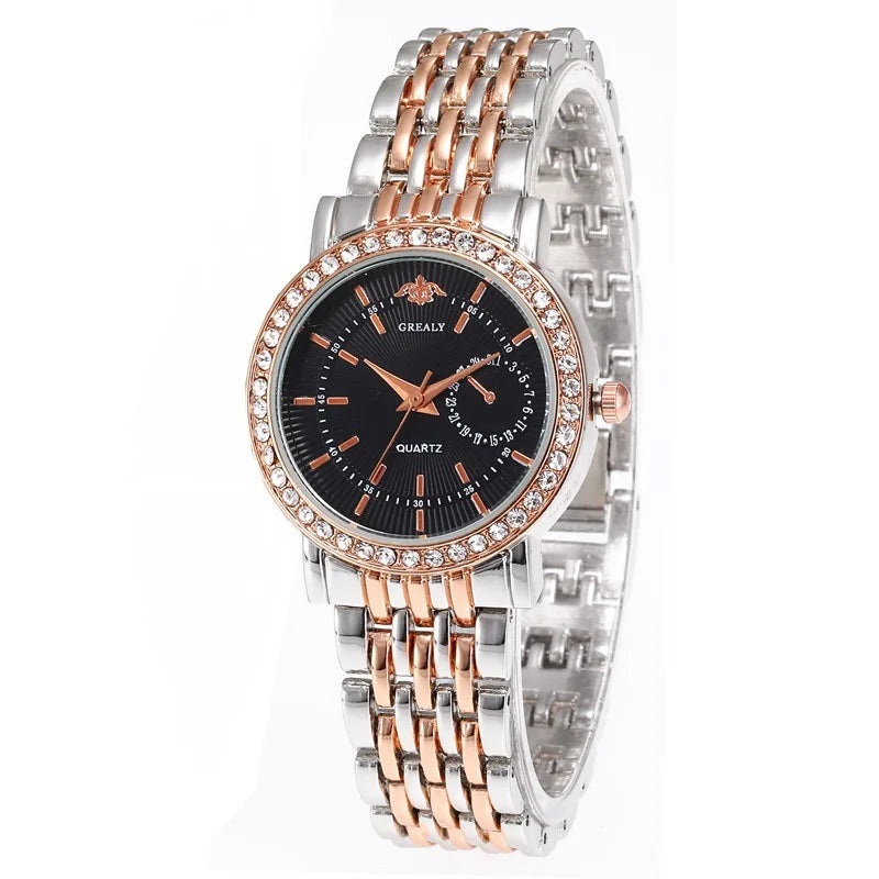 Exquisite Women Quartz    Casual Round Rhinestone Quartz  Gift For Friends Family Relogio