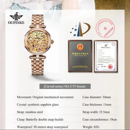 OUPINKE 3175 Women  Original Automatic Mechanical   Brand   Elegant Gift Box Girls' Diamond