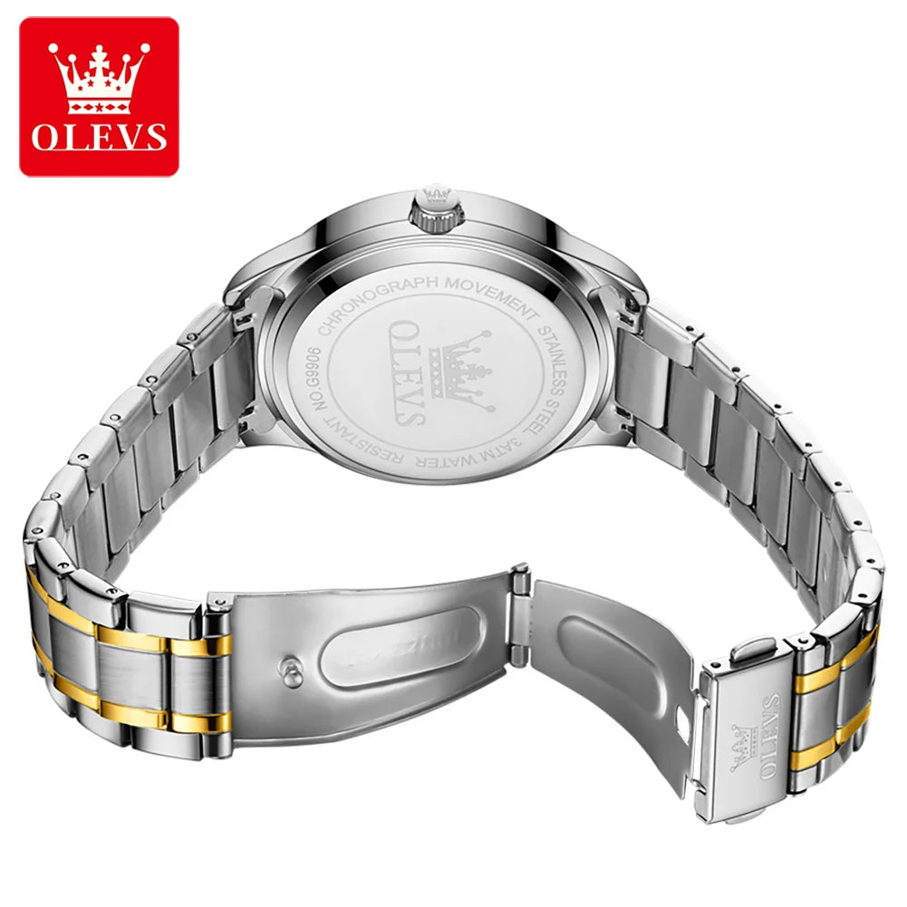 OLEVS  Mens  Simple     Quartz  for Man Diamond Roman Dial  Dual Calendar