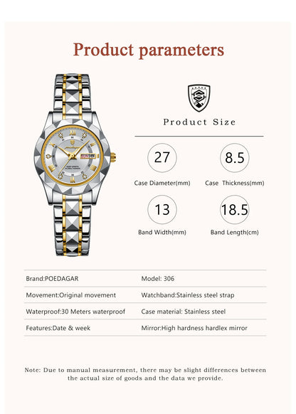 POEDAGAR  Quartz  for Ladies    Week   Women Watches Elegant Dress WristWatch+box