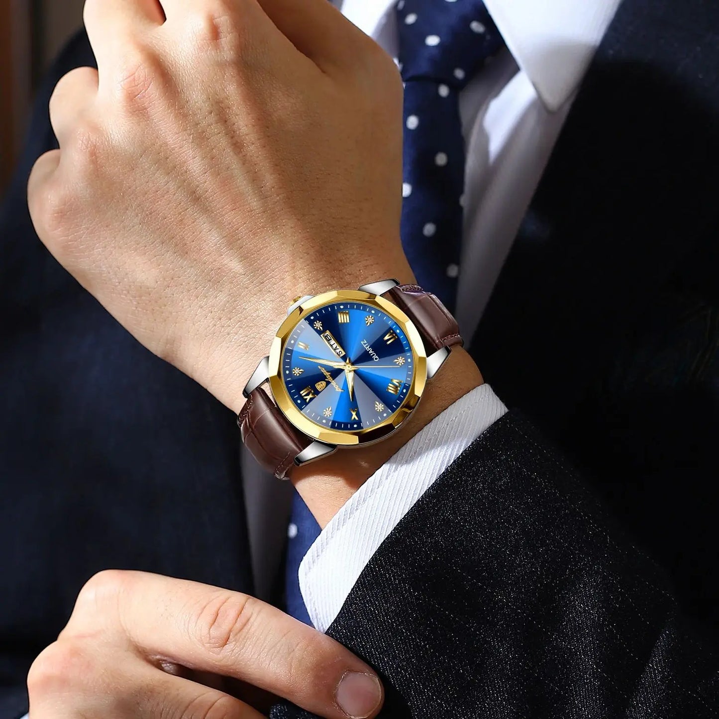 POEDAGAR  Man Wristwatch High Quality Quartz   Men     Week Leather  Watches