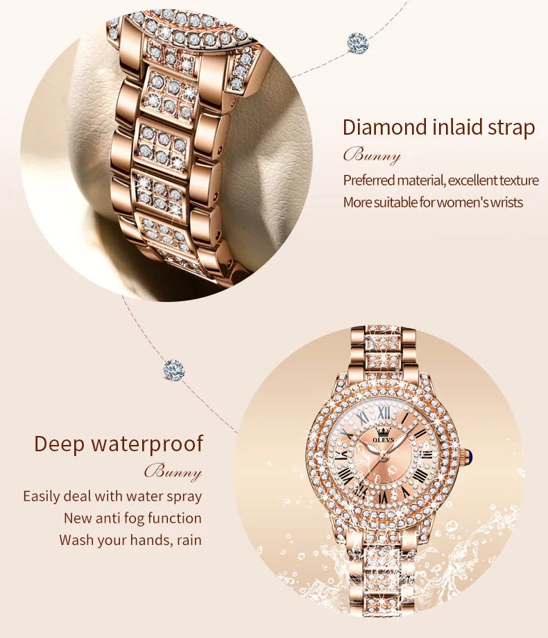 OLEVS 9943 Original Diamond  for Women  Elegant  steel  Quartz Wristwatch  Ladies' Watches