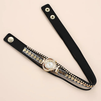 Women Heart Dial Shiny Design Quality Women Quartz   Rhinestone Bracelet Wrap Strap Women  Gifts