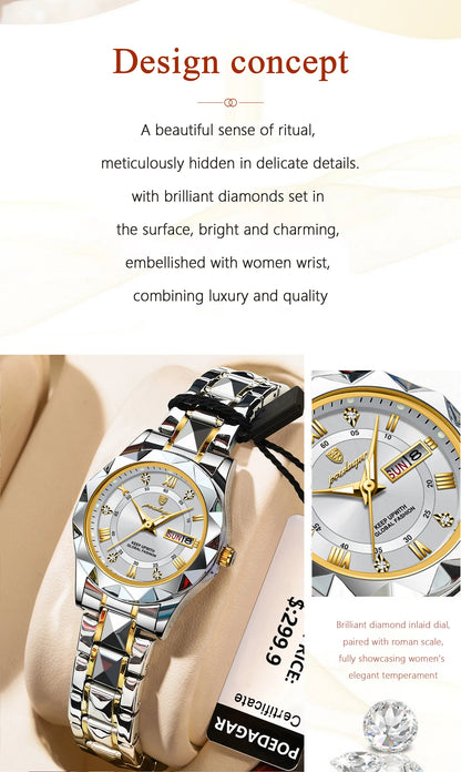 POEDAGAR  Quartz  for Ladies    Week   Women Watches Elegant Dress WristWatch+box
