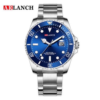 Classic Mens Watch Quartz Green Ghost Diver Series Stainless Steel Waterproof Calendar Clock Business Luxury Watch Reloj Hombre
