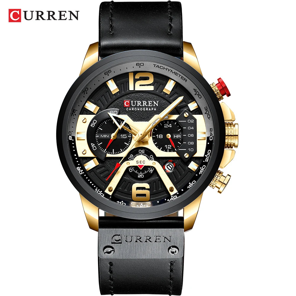 CURREN Casual Sport Watches for Men Top Brand  Military Leather Wrist  Man    Wristwatch