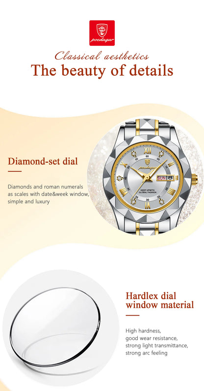 POEDAGAR  Quartz  for Ladies    Week   Women Watches Elegant Dress WristWatch+box