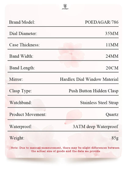 POEDAGAR   for Woman Ladies Elegant Quartz     Week    Watches