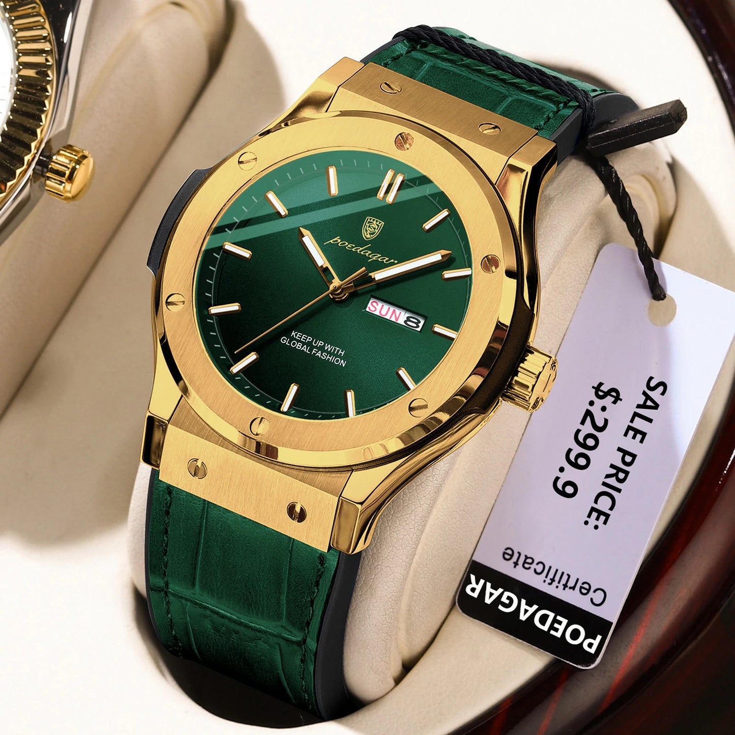 POEDAGAR Fashion Men's Watches Trend Classic Original Quartz Watch for Man Waterproof Luminous Week Date Wristwatch Leather New