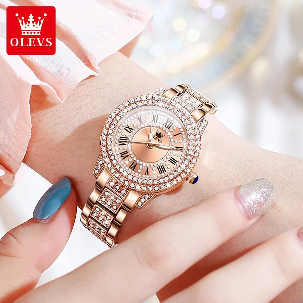 OLEVS 9943 Original Diamond  for Women  Elegant  steel  Quartz Wristwatch  Ladies' Watches