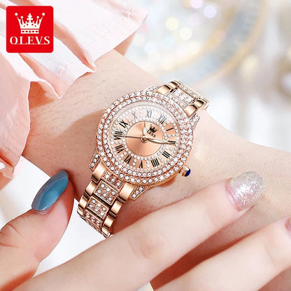 OLEVS 9943 Original Diamond  for Women  Elegant  steel  Quartz Wristwatch  Ladies' Watches
