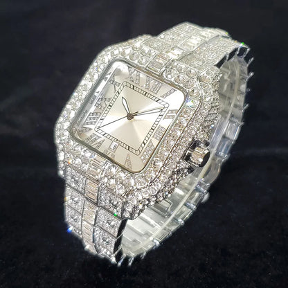 Brand Diamond Watches for Men  Cool Shiny Silver Jewelry  Hip Hop Iced Out Original Reloj Hombre Dropshipping