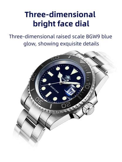 ADDIESDIVE Luxurious  Analog Quartz  BGW9  20 Bar   Diving   Men Watches H3