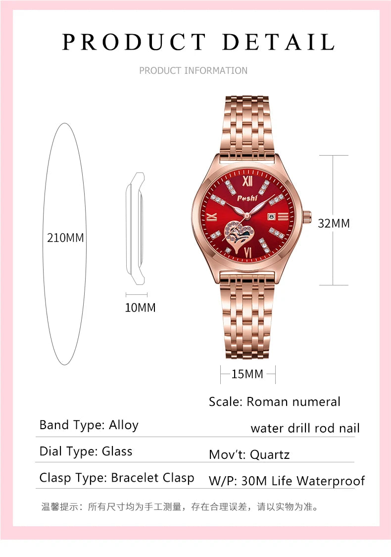 POSHI Women Watches     Ladies Wristwatch  Quarzt  Girlfriend Gift Relogio Feminino