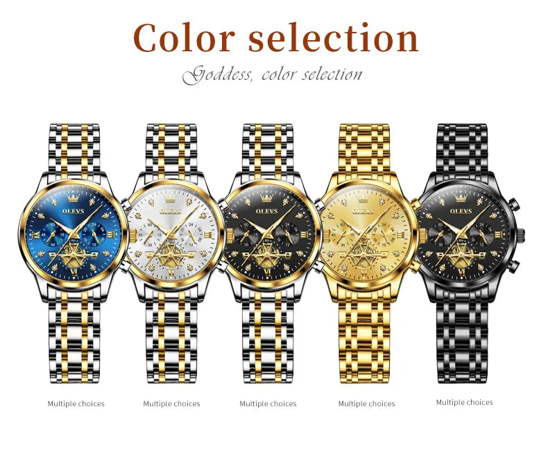 OLEVS Flywheel Skeleton Women Quartz   steel    Ladies Bracelet  for Women Set