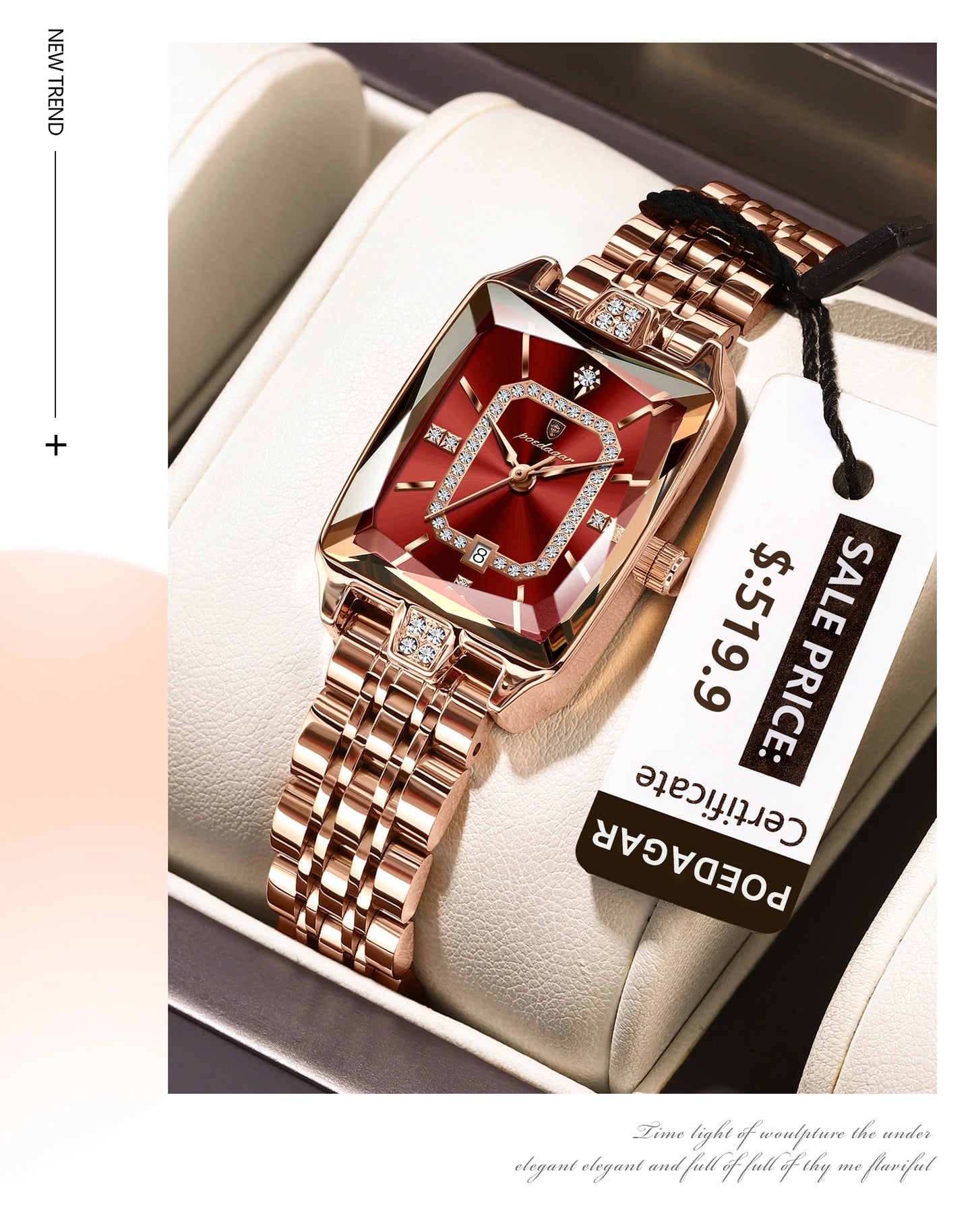 POEDAGAR Top Elegant Women Wristwatch   Ladies    Rectangle Quartz  Watches  Reloj