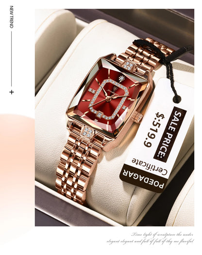 POEDAGAR Top Elegant Women Wristwatch   Ladies    Rectangle Quartz  Watches  Reloj