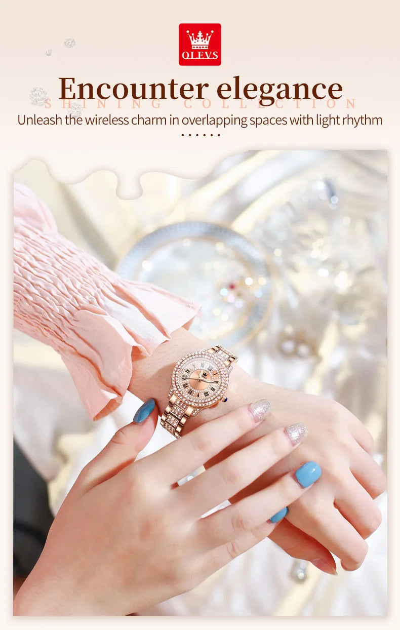 OLEVS 9943 Original Diamond  for Women  Elegant  steel  Quartz Wristwatch  Ladies' Watches
