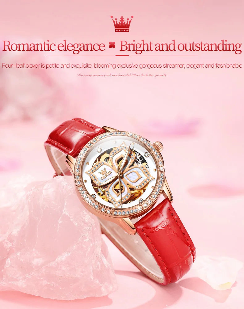 OLEVS 6612 Hollow Original  Mechanical  For Women   Ceramic  Strap Hand  Automatic