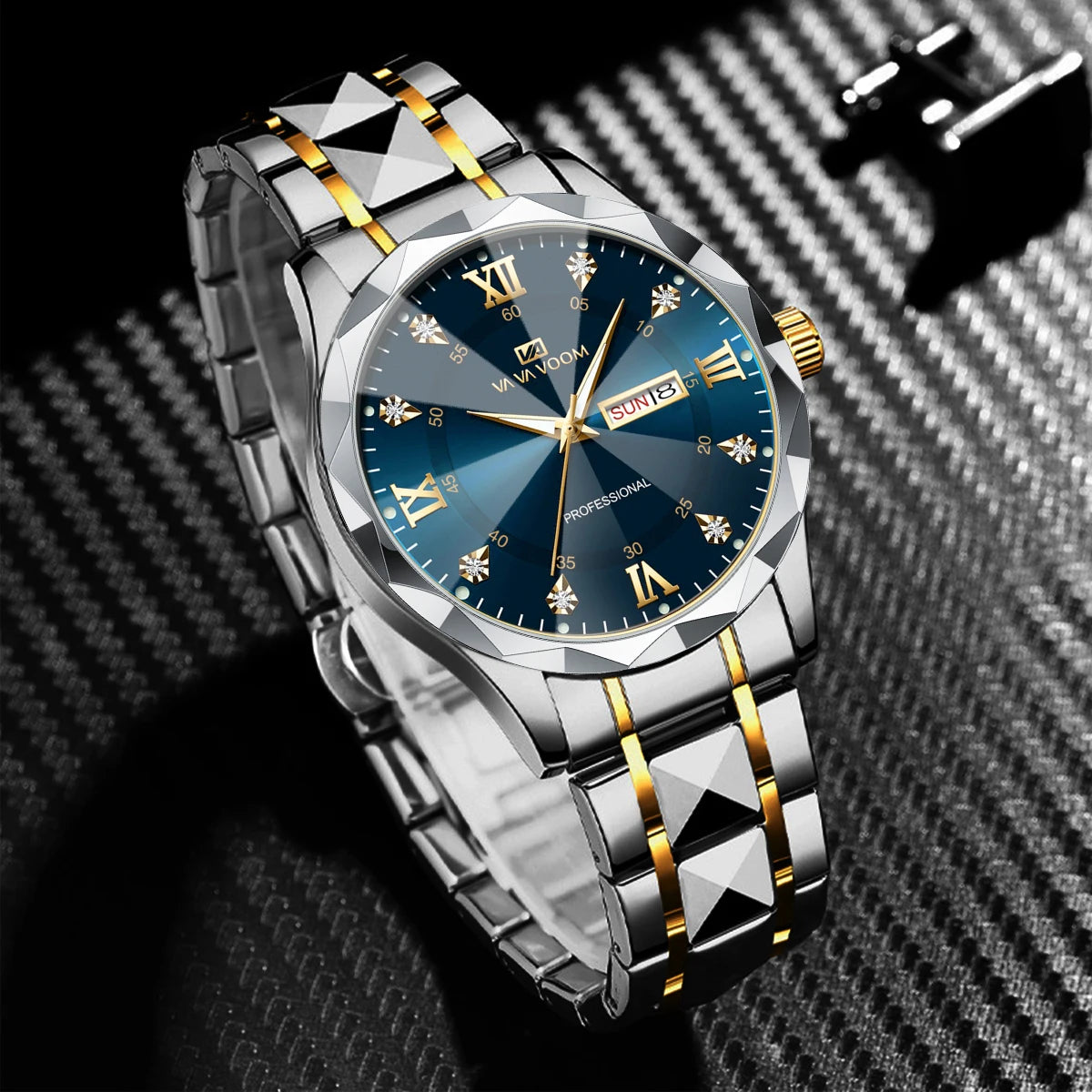 VA VOOM   Watches  Weekly Calendar    Night Light Top Brand Quartz  For Men