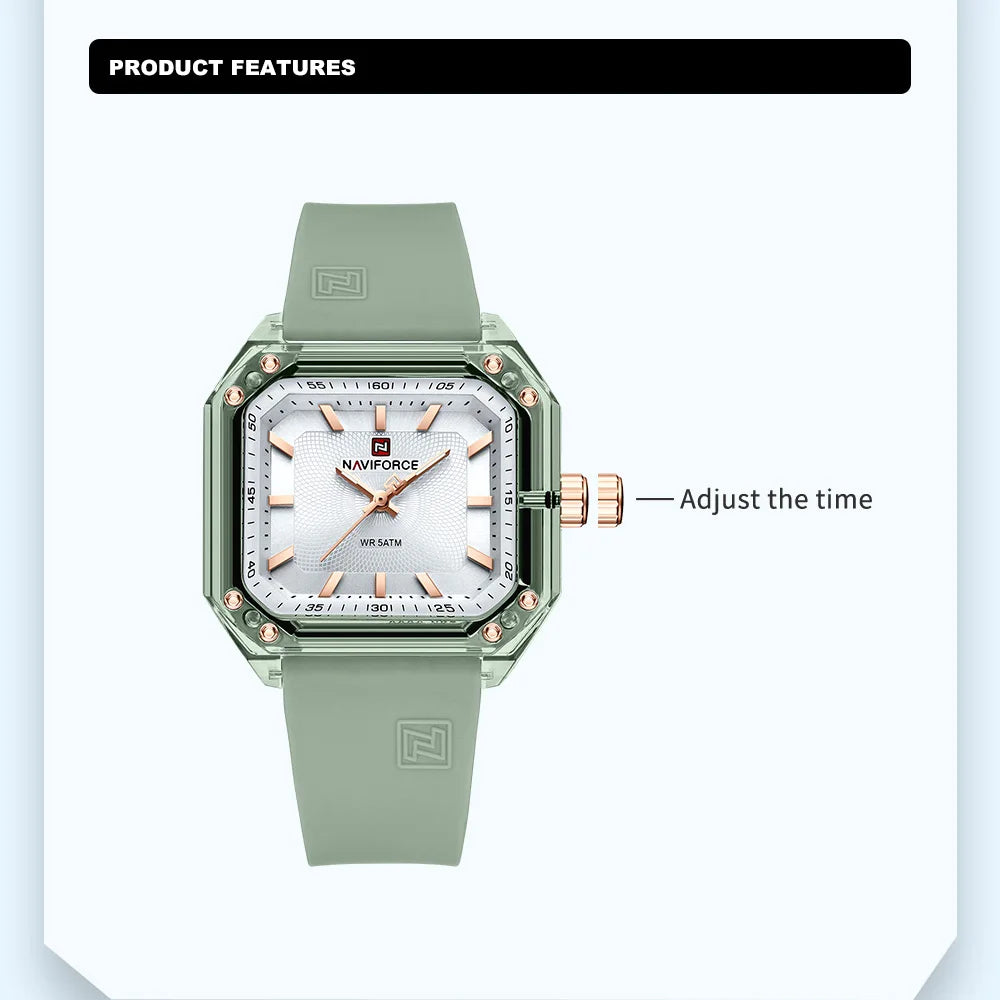 Style NAVIFORCE Watches for Women Silica Band  Quartz 50M  Wristwatch Casual Simple Personality Ladies